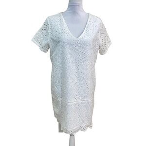 All:Row White Eyelet Shift Mini dress Size: Large Worn once. Like New Beach